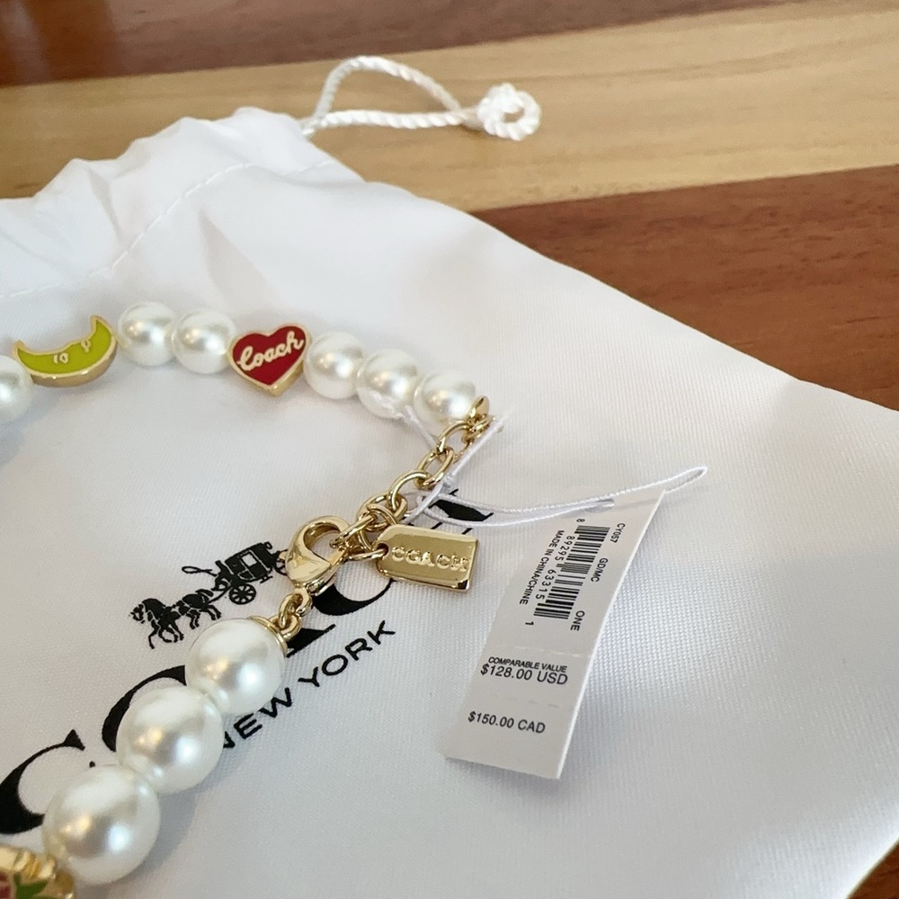 NWT Coach Heart And Moon Pearl Bracelet - Picture 3 of 4